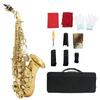 Kids Saxophone B Flat Brass Soprano Sax Instrument Set Kit for Children Beginner Practice Gold