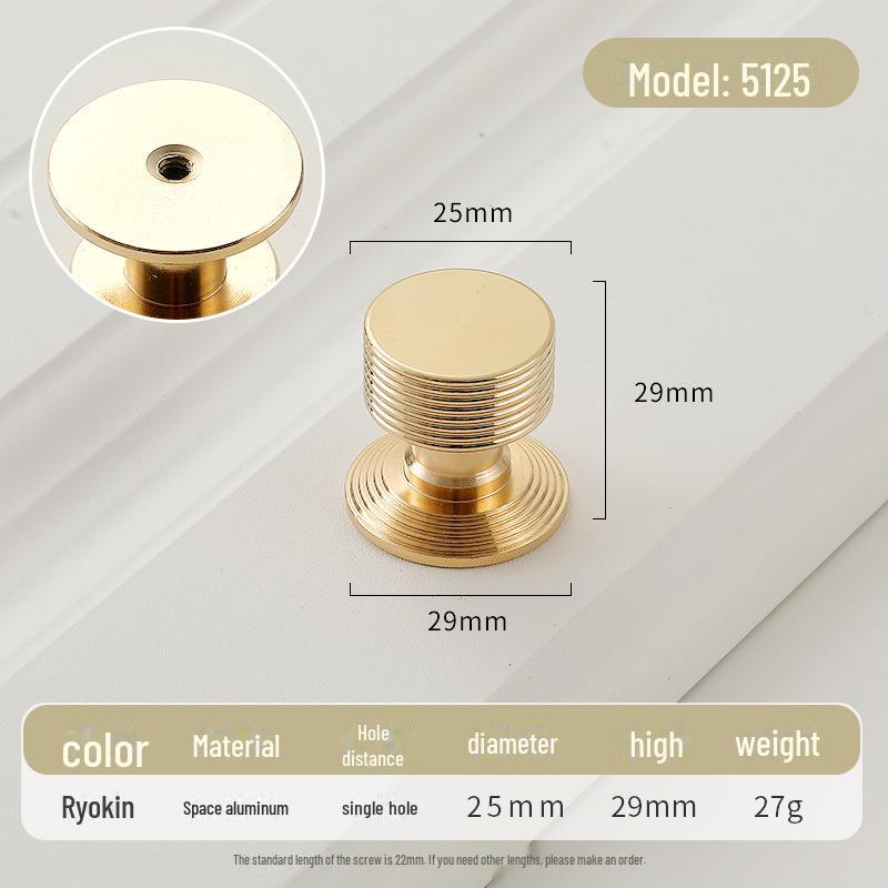 Золотая круглая ручка для ящика класса люкс с одним отверстием для современных простых шкафов