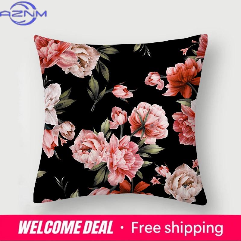Rose Collection Floral Print Pattern Cushion Cover Home Living Room Sofa Decoration Square Polyester Pillow xcm