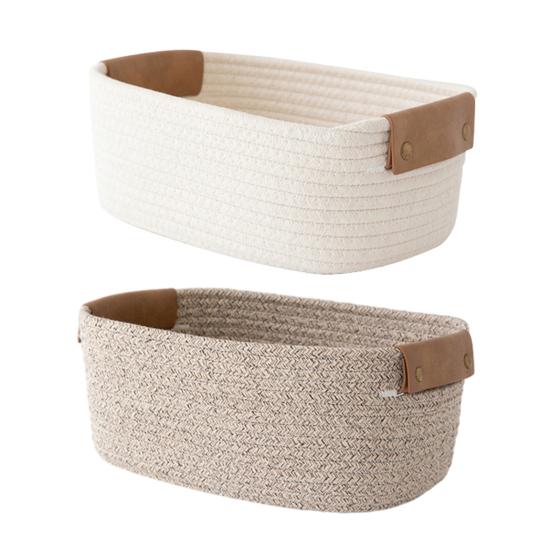 Хлопковая веревочная корзина Корзина для хранения с ручками Настольный органайзер Плетеная корзина для одежды Полотенца Игрушки Косметика Книга Использование в детской спальне