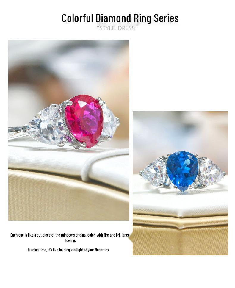 Кольцо Gessen Jewelry с имитацией драгоценного камня в форме капли воды - Элегантный бестселлер в простом стиле