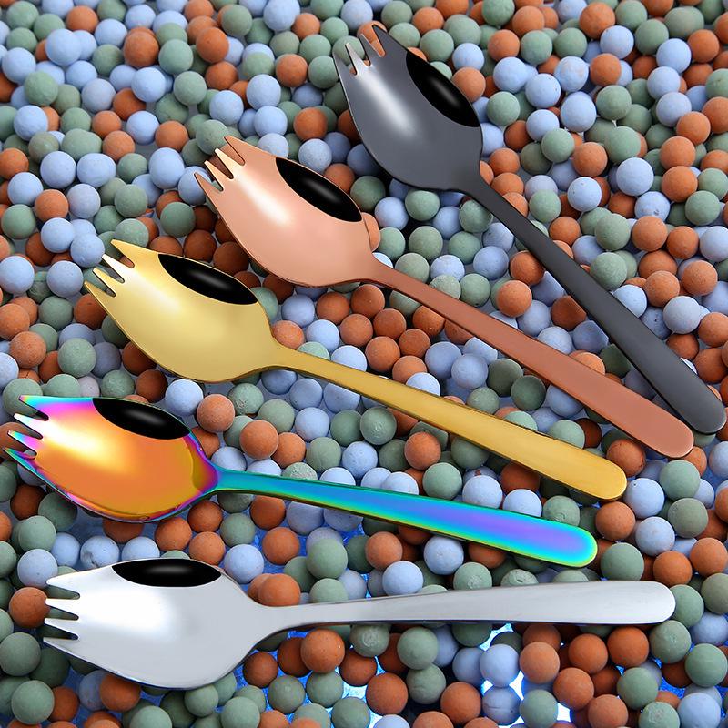 Креативная ложка/вилка двойного назначения из нержавеющей стали для лапши и салата