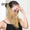 Performance Veil Flower Sequins Beads Decor Lace Belly Dance Tribal Face Veil Adjustable Strap Indian Dance Veil Halloween Costume Accessory