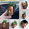 Unique Plant Flower Pot Mould Uncle Face Silicone Mold Succulent Planter Epoxy Resin Mold Garden Figurines Outdoor