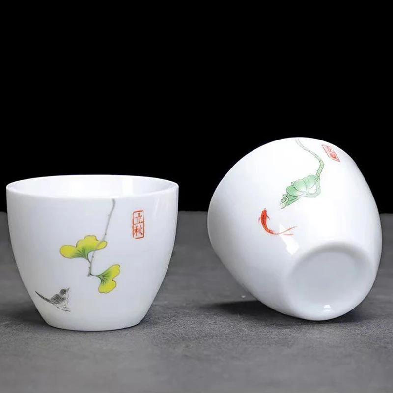 Творческая керамическая чашка для чая в форме яйца, 6 шт. / Набор, чайный сервиз из костяного фарфора, чашка для чая в стиле кунг-фу, стеклянный чайник-гайвань, кружки, кофейные чашки