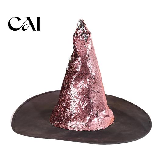 Unique Costume Witch Hat Reversible Sequin Hat, Sparkly Glitter Large Wizard Glittering Party Prop Halloween for Cosplay, Masquerade Three Dimensional