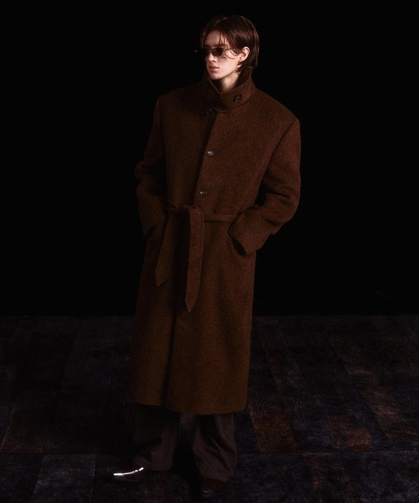Wesleyhyuston Monterra Handmade Wool Balmacaan Coat Brown