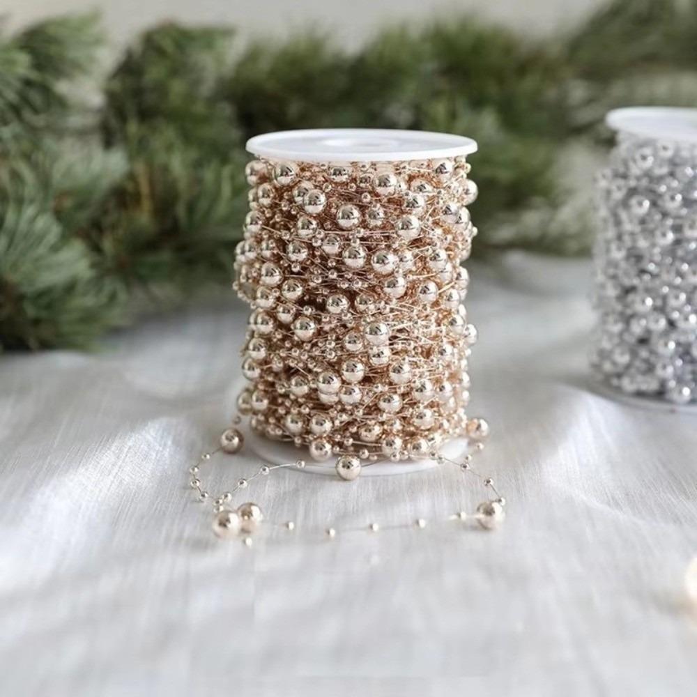 Новая жемчужная цепочка 10 м/рулон для DIY рождественских украшений, гирлянда из бусин, подвеска на елку для декора дома и комнаты