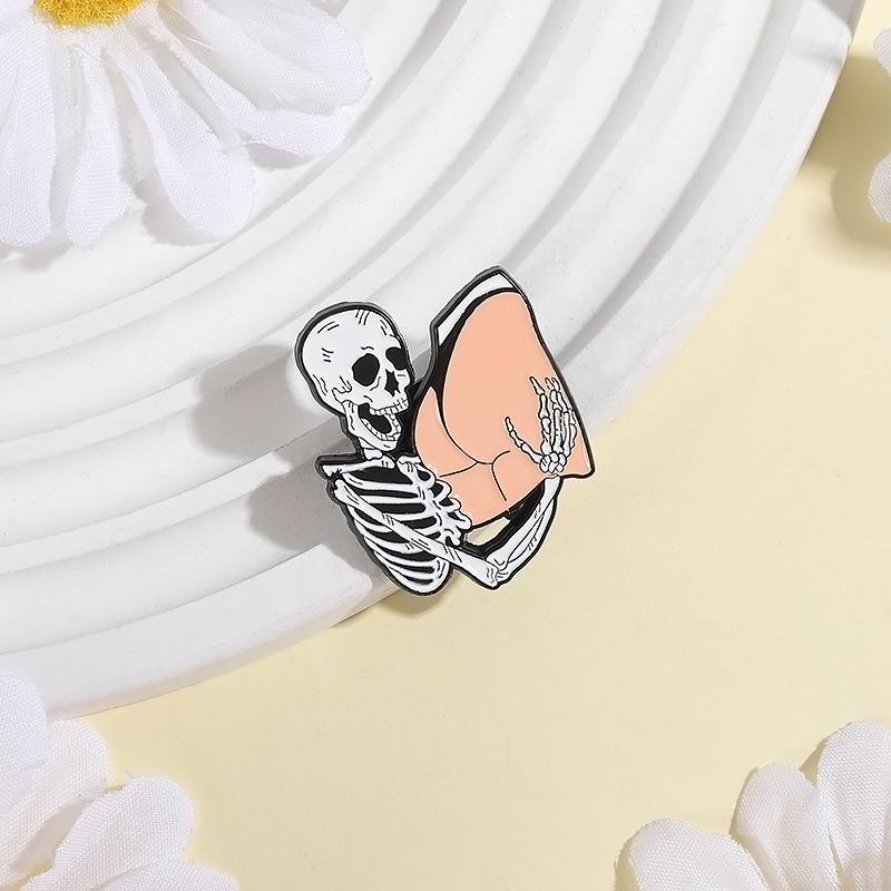 Punk Skeleton Butt Enamel Pins Custom Sexy Brooches Lapel Badges Clothes Gothic Jewelry Gift for Friends