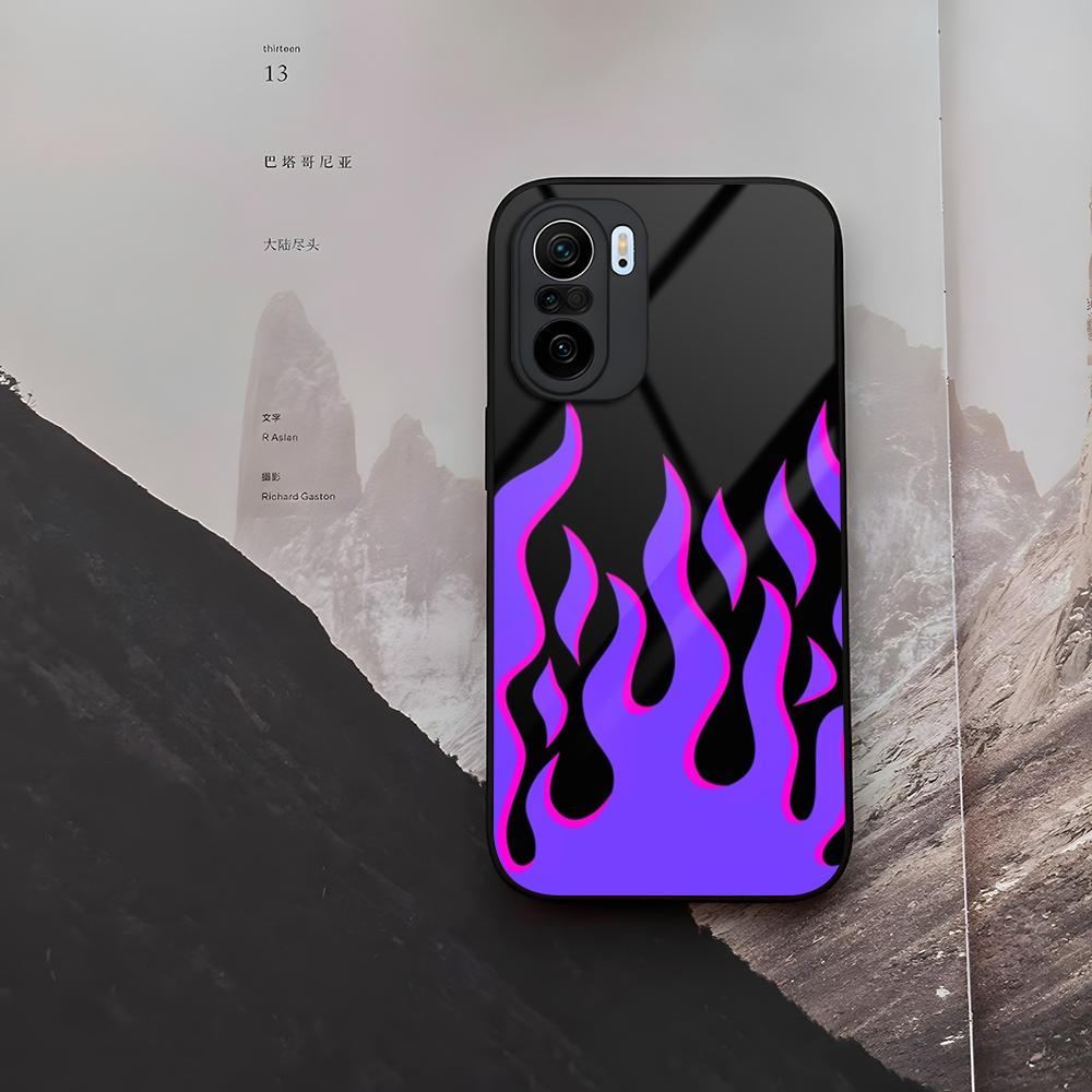 Модный Чехол для Телефона с Рисунком Пламени Закаленное Стекло Для Xiaomi 15 14 12 Lite Pro 13 11t Lite POCO M6 M5 X6 X5 X3 F5 F6 Pro Чехол