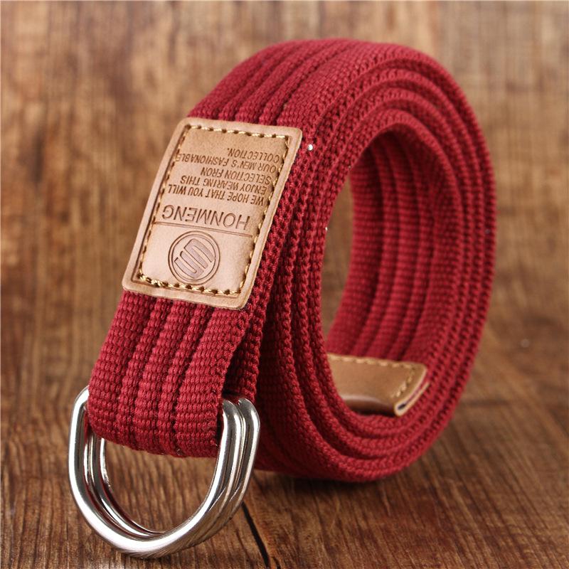 Корейский стиль, 19 цветов, холщовый ремень с двойным кольцом, повседневные брюки, холщовый ремень, модное двойное кольцо, ремень для молодежных брюк с