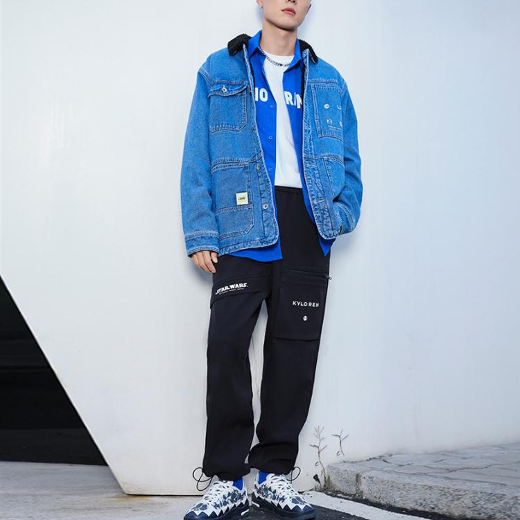 Мужские брюки-джоггеры Li Ning X Star Wars Collaboration, модная серия с принтом в виде букв, карманом-карго, черные AYKR901-2