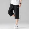 Штаны мужские Li Ning однотонные, средней талии, удобные, универсальные, дышащие, с семью точками, трикотажные, черные AKQU419-4