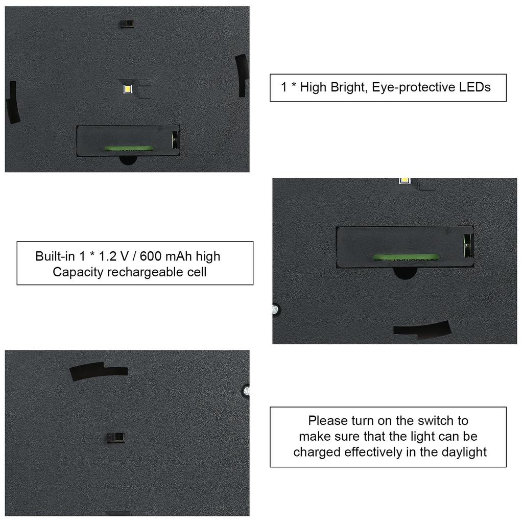 1 Вт светодиодный светильник на солнечной энергии для сада и двора, столбик, уличный светильник, чувствительное управление освещением