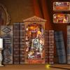 DIY Wooden Book Nook 3D Puzzle Miniature Doll House Kit With Touch Light World Bookshelf Assembly Bookend Eternal Bookstore 2025