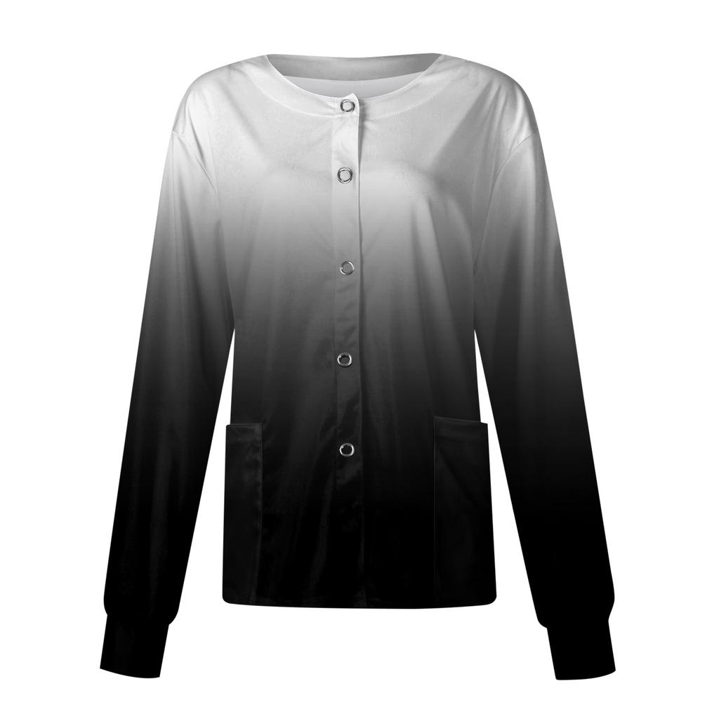 Женский рабочий комбинезон с длинным рукавом и карманом, воротник-стойка с градиентом, однобортный защитный комбинезон, кардиган, куртка, топ