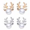 1 пара рождественских серег-гвоздиков с ушками оленя и лося, рождественский ювелирный подарок для женщин