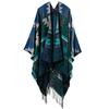 DX Indian Geometric Rhombus Lengthened and Thickened Imitation Cashmere Explosion Ethnic Style Travel Split Shawl Cape