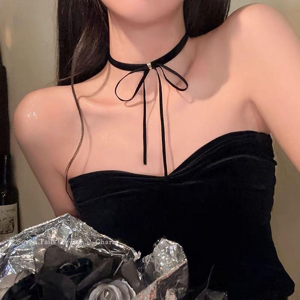 Подвеска-бант, ожерелье-бант, бархатный ремешок, ошейник, модное колье-чокер, подарок на день святого Валентина