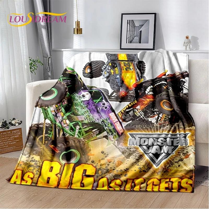 Мягкое фланелевое одеяло Monster Truck 3D Monster Jam Cartoon для кровати, спальни, дивана, пикника, плед для отдыха на свежем воздухе, подарок