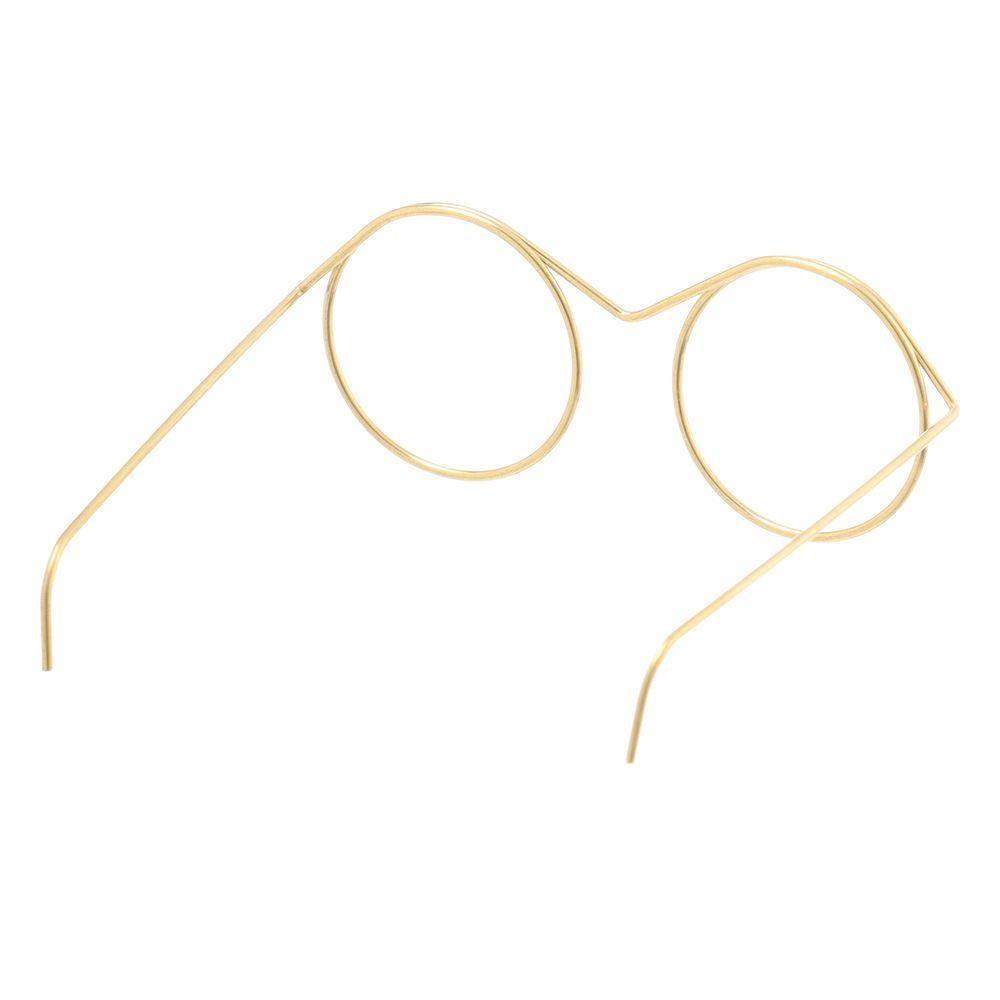 Детские игрушечные очки из сплава в стиле ретро без линз для кукол в золотой круглой оправе