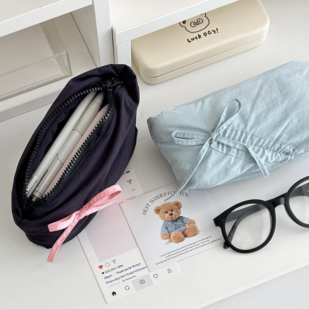 Solid Color Stationery Storage Bag Cute Bow Lipstick Storage Bag  Students