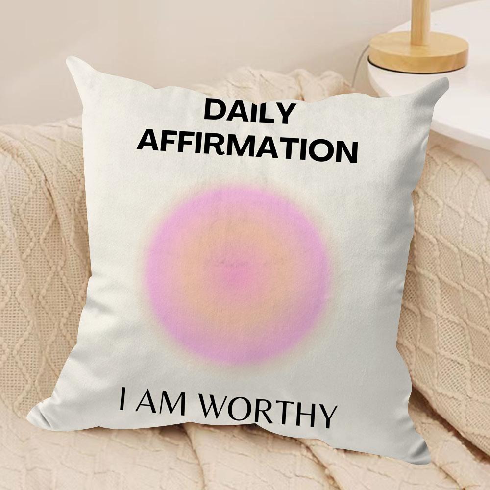 Daily Affirmations Cushion Cover Soft Plush Throw Pillow Cover DoubleSided Printed Cushion Case Cozy Sofa Home Decor