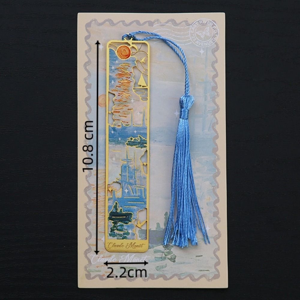 Полая металлическая закладка в стиле масляной живописи, прямоугольные закладки, пейзаж, цветок, изысканные инструменты для чтения, школьные принадлежности
