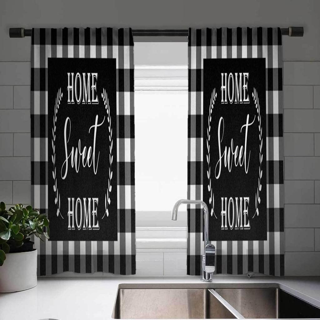 2-панельные шторы с принтом «Кот Фортуны» Шторы для кухни с рыбками Кухонные жалюзи Оконные шторы 75% затемнения Кофейные шторы