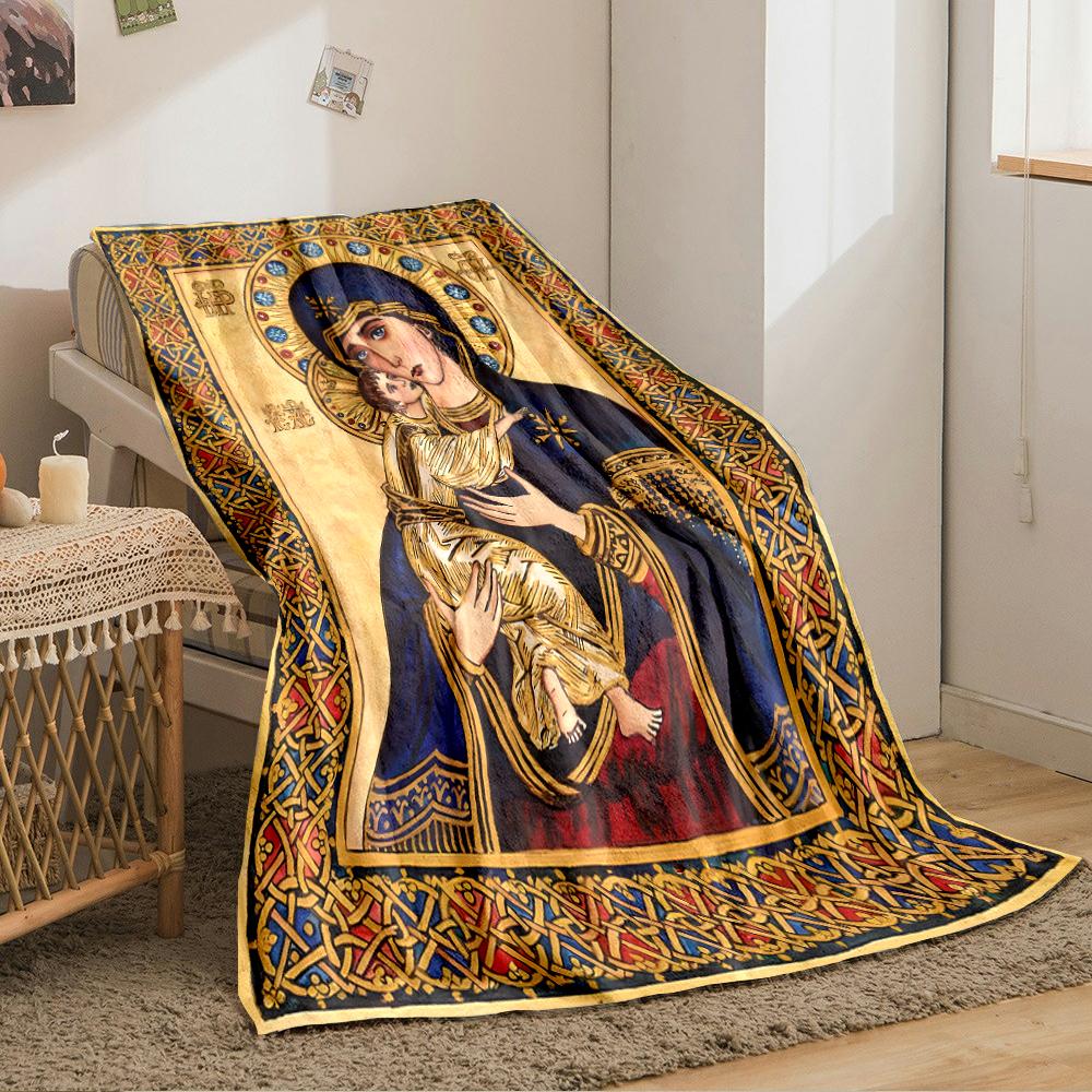 Religious Iconography Blanket DesignFlannel blanket for bedroom, living room, sofa, and nap
