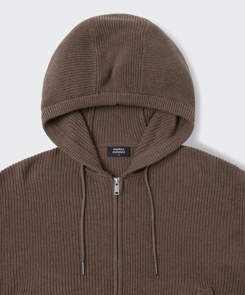 MUSINSA STANDARD WOMAN Women'S Ribbed Knit Hooded Zip-Up [Heather Brown]