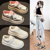 Autumn Genuine Leather Women's White Shoes Thick Bottom Platform All-Matching Casual Sneaker Bread Shoes