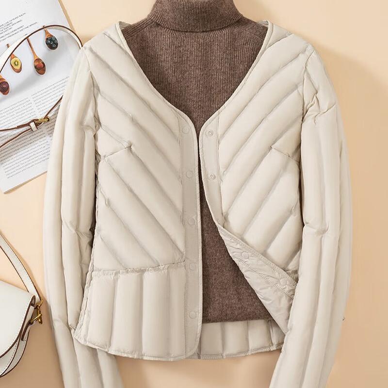 SNOWFLYING Women's 2024 Collarless Lightweight Down Puffer Jacket (X42134402F)