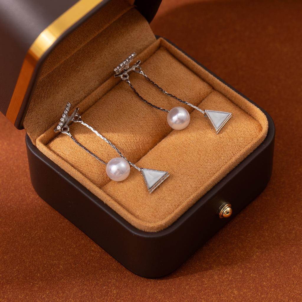 Simple Geometric Pearl Drop Earrings Elegant Fringe Dangle Earrings for Women Casual Style