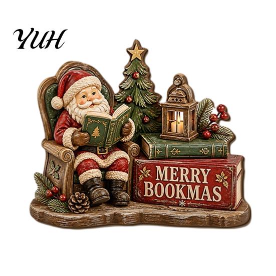 Christmas Souvenir for Friends 2D Flat Wooden Tabletop Sign, Reading Gnome Nutcracker Snowman Santa Claus Statues Gingerbread Man Figurine,