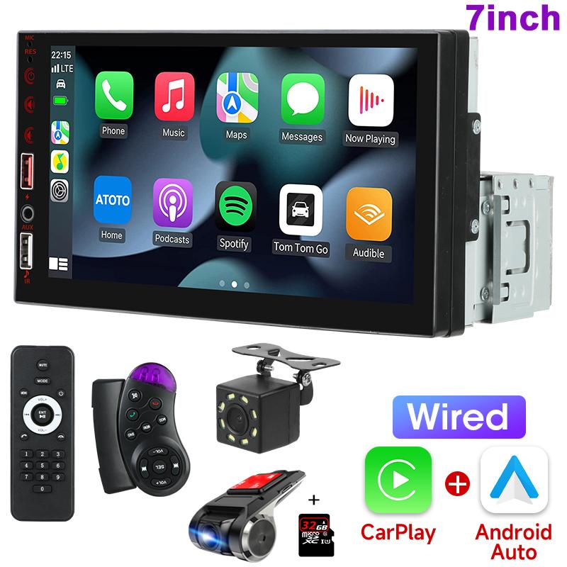 7-дюймовый автомобильный радиоприемник 1 Din MP5 Carplay Android Auto HD Autoradio Multimedia Player Car Stereo Bluetooth USB FM Universal NO 2Din
