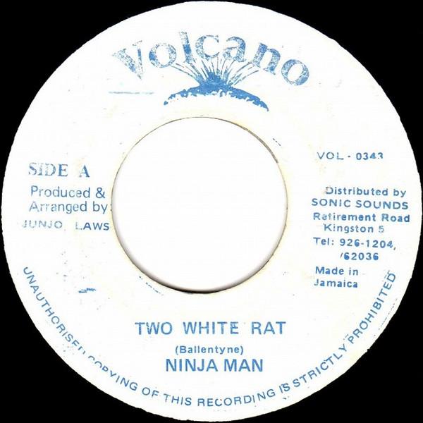 7-дюймовая пластинка NINJA MAN - Two White Rat VOL0343 Volcano Ямайка Регги, Ска и Даб Б/У