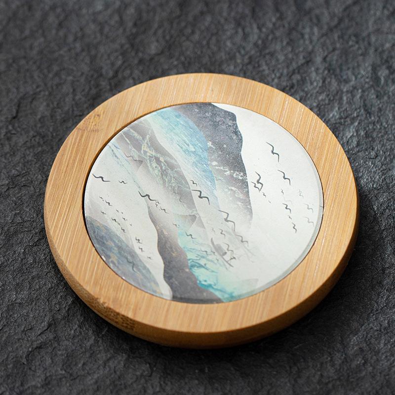 Расписанные вручную керамические подставки из бамбука, подставки под чашки для чая в виде сливы и орхидеи, теплоизоляционные водонепроницаемые нескользящие коврики для кухни