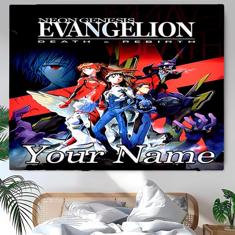 Personalized Neon Genesis Evangelion Background Tapestry,Custom Name Birthday Party,Multifunctional Wall Decoration for Home Decor,Various Occasions