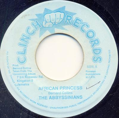 7-дюймовая пластинка ABYSSINIANS - African Princess НЕТ Clinch Records Ямайка Регги, Ска и Даб Б/У