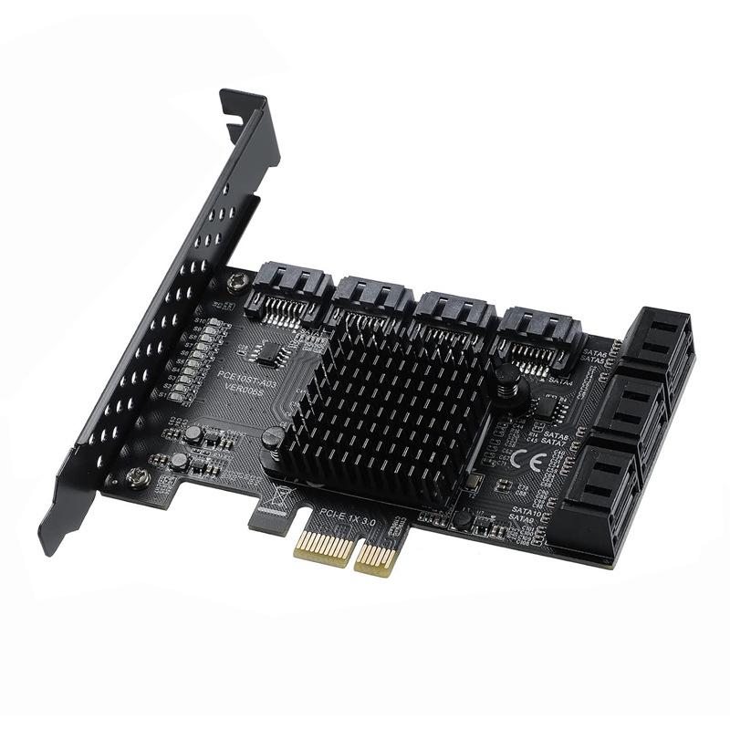 Карта расширения PCIe на SATA 3.0 с 6/8/10 портами, ASMedia ASM1166, PCIe 3.0 Gen3, 6G.