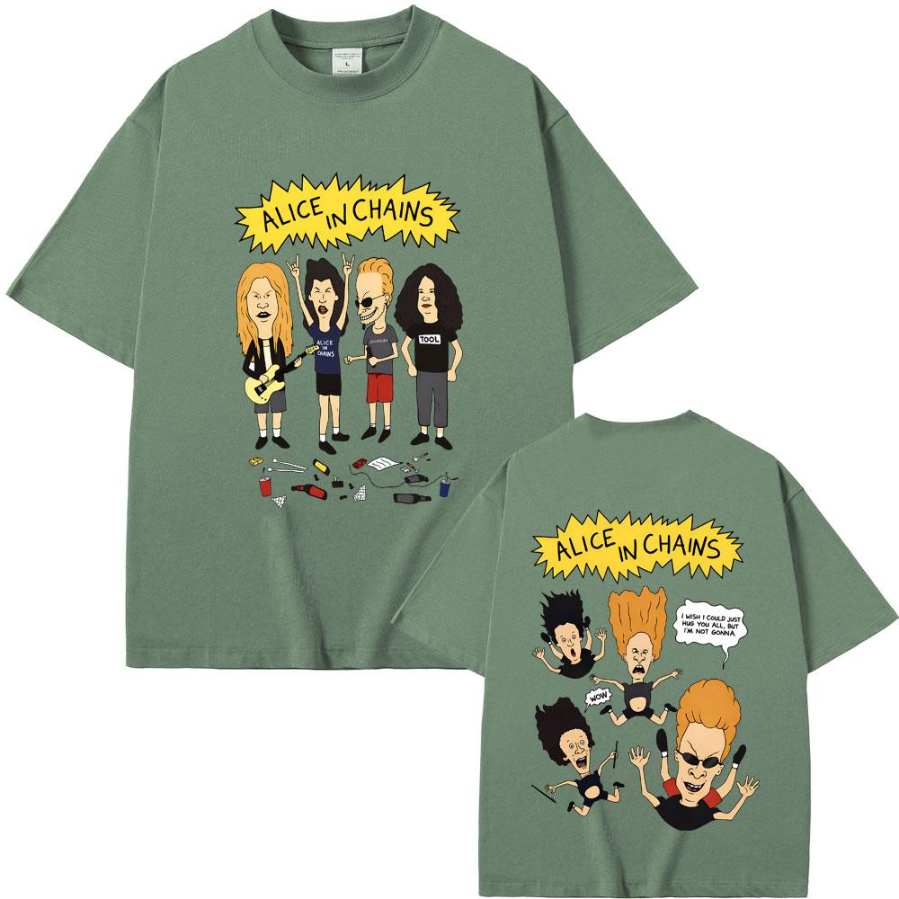 Rock Band Alice in Chains T-shirt Machos Rule Beavis and Butt Head Streetwear Summer Men Women Gothic Punk Funny T Shirts Tops