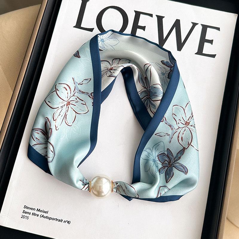 1 шт. Шарф для защиты шеи Текстура шелковый шарф Модные тканевые аксессуары Универсальный Магнитный С узором Жемчуг