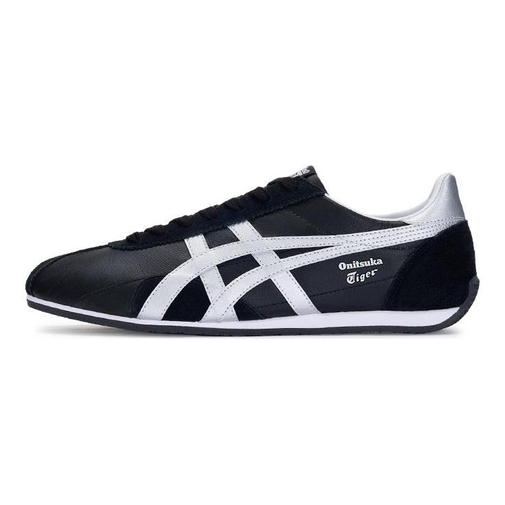 ONITSUKA TIGER Кроссовки Runspark с противоскользящим покрытием, износостойкие, низкие, повседневные, унисекс, черные с серебристым рисунком, артикул 1183B480-002