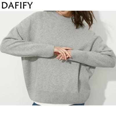 Женская мода повседневная осень-зима однотонный принт длинный рукав O-образный вырез свитера