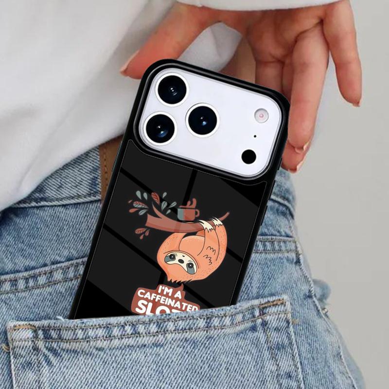 Милый чехол для телефона с ленивцем, заряженным кофеином, для iPhone 16e 15 14 13 12 17 Pro Max Plus Air 17pro Чехол Coque