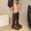 Over The Knee Long Boots Women Winter , New Style With Belt Buckle, Handsome Height Increasing Tube Thick Soled Knight Boots