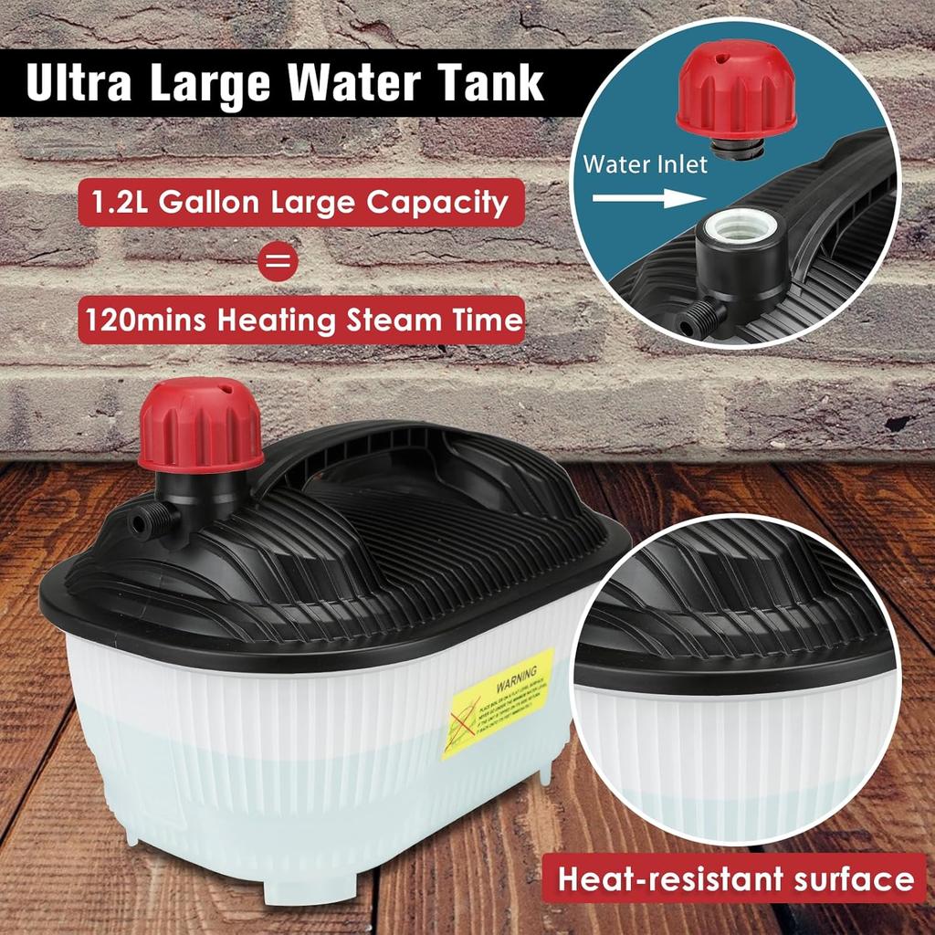 Пароочиститель для обоев 1500 Вт, без химикатов, шланг 3,5 м, резервуар 1,2 галлона, большая паровая пластина.