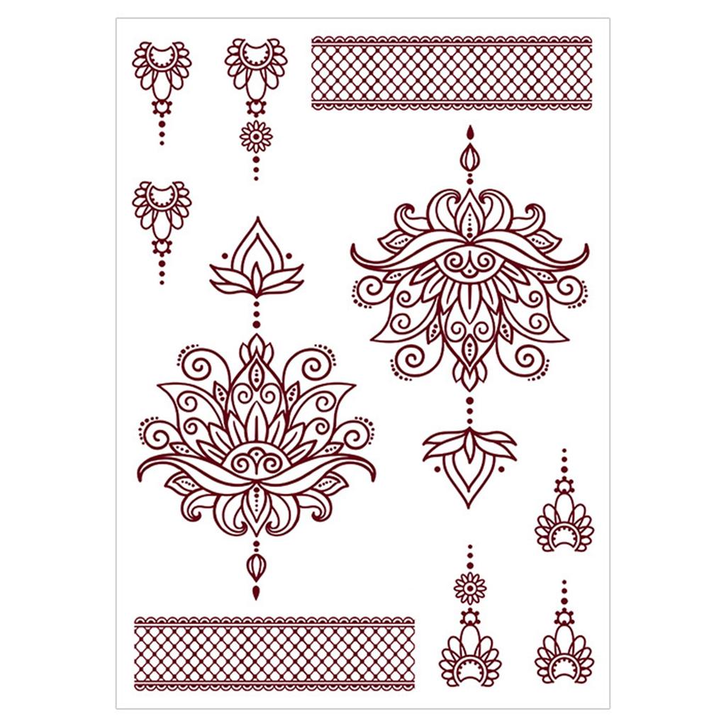 1 лист персонализированных наклеек с цветочным узором, временные наклейки для татуировки на теле, идеально подходящие для вечеринок и фестивалей