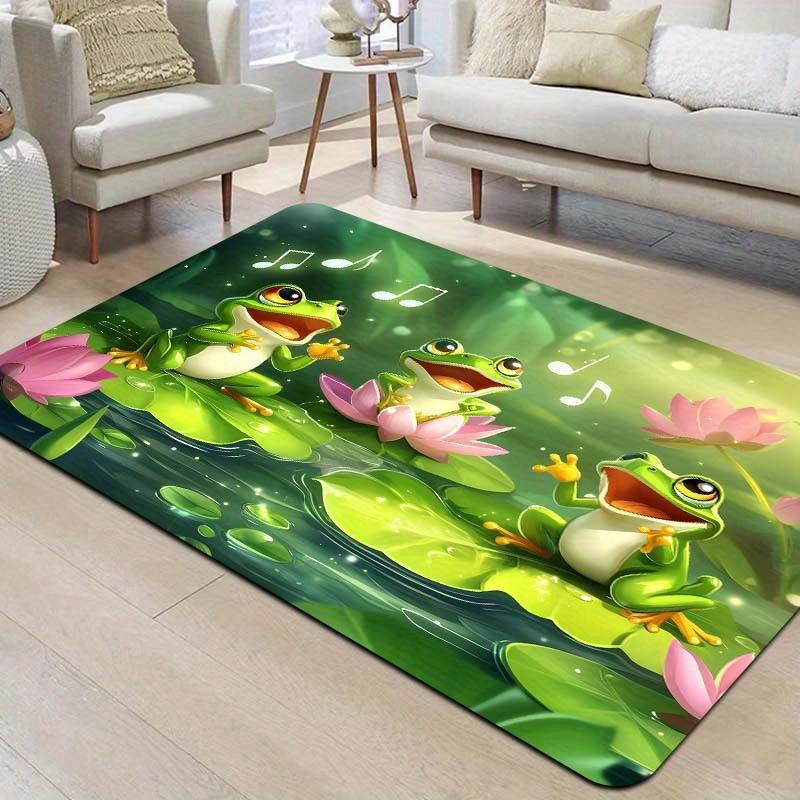 VIKAMA Cartoon Singing Frogs Printed Rug Gaming Room Mat Bathroom Rug Kitchen Mat Living Room & Bedroom Rug Home Decor